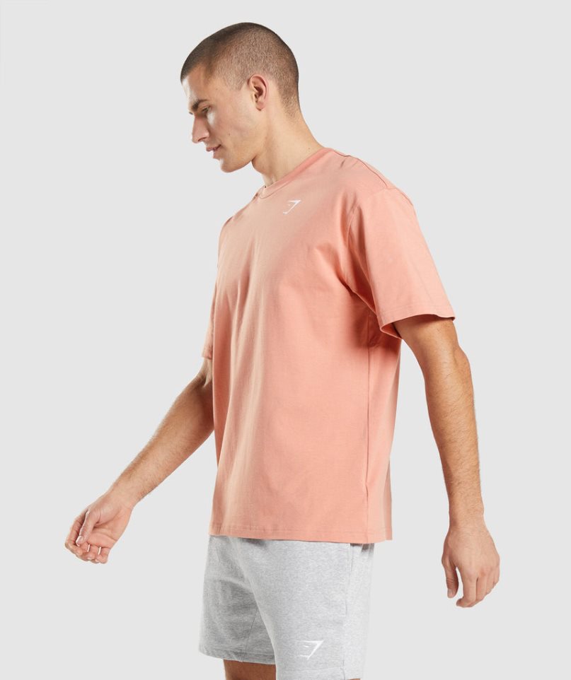 Men's Gymshark Essential Oversized T-Shirts Pink | CA 6NDA58